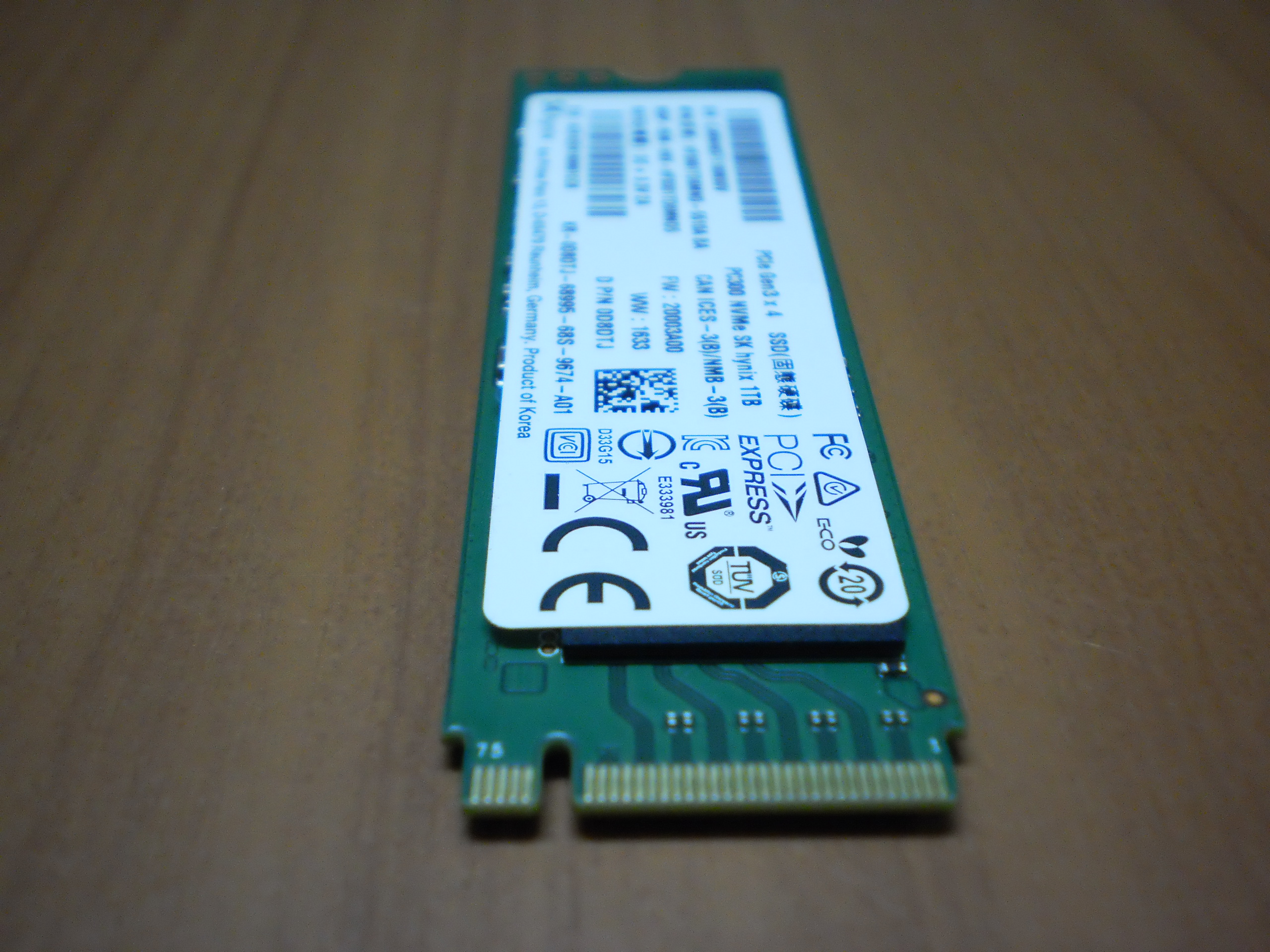 1TB SK HYNIX PCIe Gen3 x 4 M.2 NVME SSD PC300
