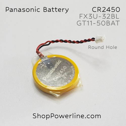 แบตเตอรี่ Battery Panasonic (CR2450, GT11-50BAT, FX3U-32BL) 3V (Round Hole Plug)