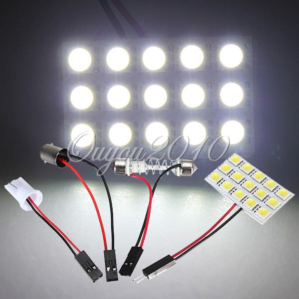 หลอดไฟเพดานรถยนต์ LED 15 ชิป SMD สีขาว 12 V ขนาด 21mm.