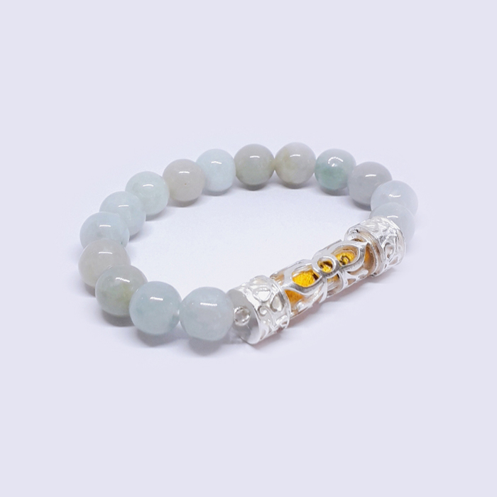 สร้อยข้อมือ JADE&SILVER92.5% ( BRA902 ) @ 5.5 cm. เขียว-ขาว 1 BRA902