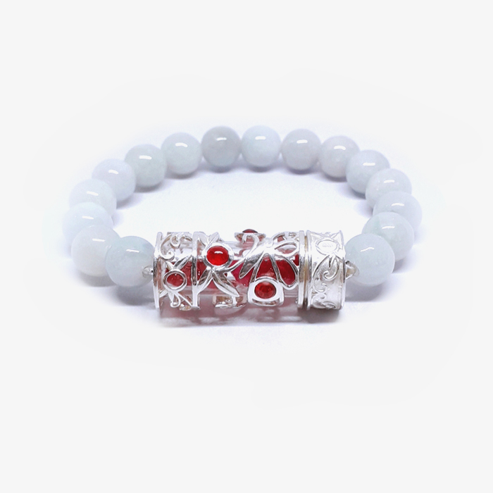 สร้อยข้อมือ JADE&SILVER92.5% ( BL201 ) @ 5.5 CM. WHITE-PINK 1 BL201