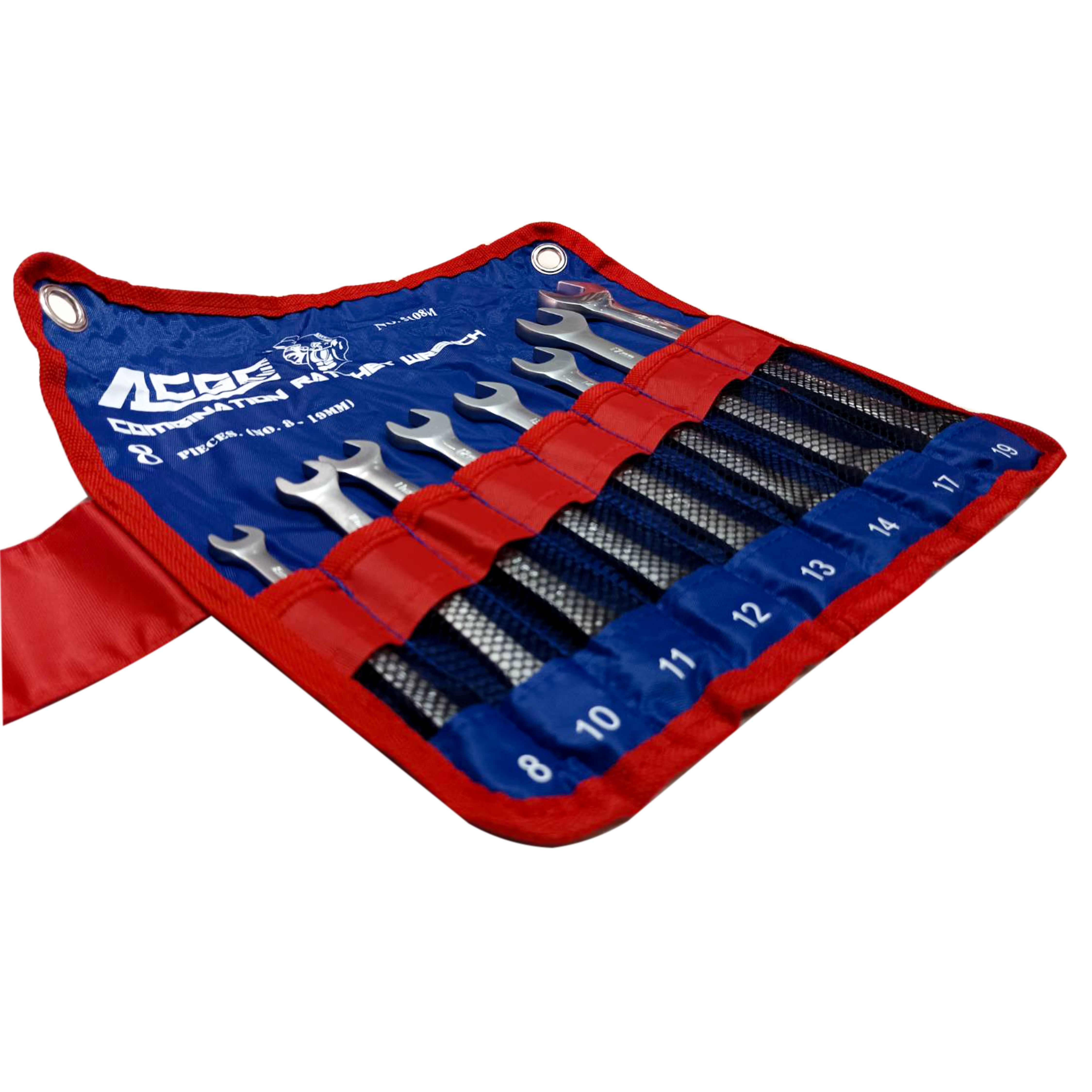 ACGO ประแจแหวนข้างปากตายฟรีสปีด แบบชุด 8 ตัว ขนาด 8-19 mm No.5108M