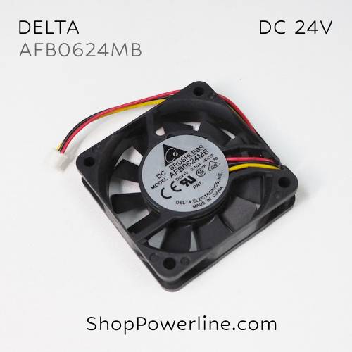 พัดลม Fan DELTA (AFB0624MB) DC24V 60x60x15mm 0.10A (3wire White C2 Plug)