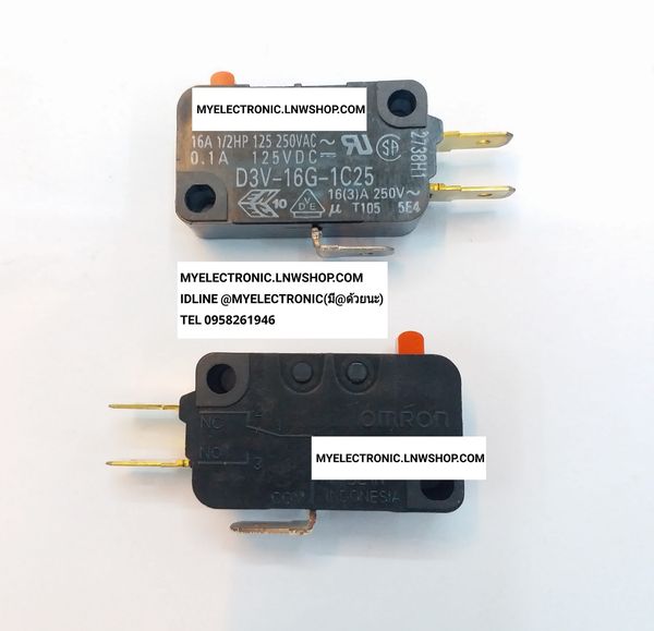 ขาย D3V-16G-1C25 ไมโครสวิทช์ ยี่ห้อ OMRON ของแท้ D3V16G1C25 MICRO SWICTH ไมโครสวิทช์3ขา 16A250V , D3V16G-1C25 , ยี่ห้อ ราคา ตัวละ . . . หน่วย บาท
