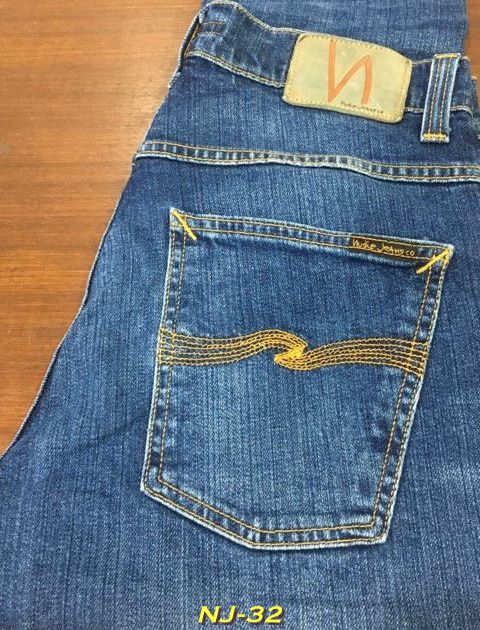 32. Nudie Grim Tim Shaded Blue เอว 31(ดึงตึง 32) ยาว 32