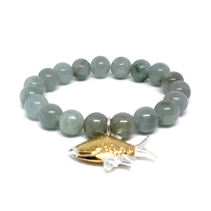 BL-207 สร้อยข้อมมือปลาตะเพียน Jade&Silver @ 5 cm. GREEN 1 BL-207
