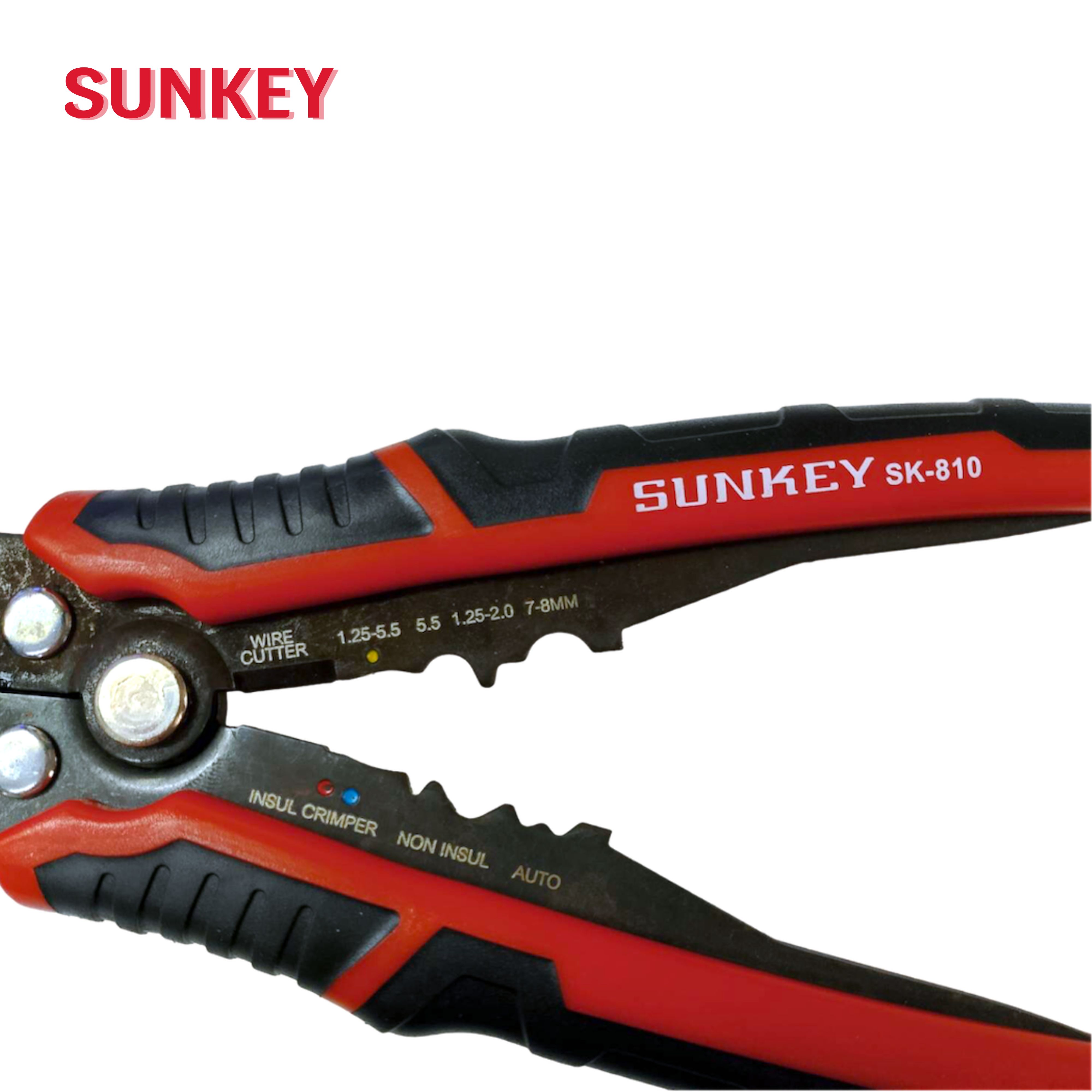 คีมปอกสายออโต้ พร้อมย้ำหัวสาย SUNKEY SK-810 Made in Taiwan
