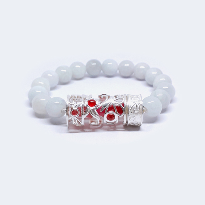 สร้อยข้อมือ JADE&SILVER92.5% ( BL201 ) @ 5.5 CM. WHITE-PINK 1 BL201