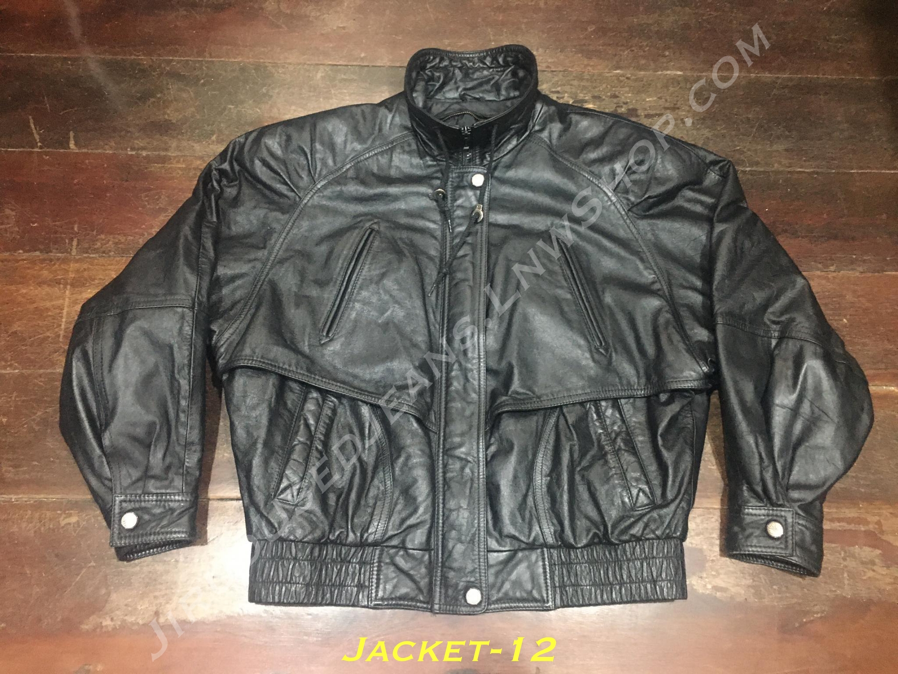 12. Wilsons Leather Jackets - เสื้อแจ็คเก็ตมอเตอร์ไซค์ผู้ชาย หนังแท้ สีดำ มือสอง Size S อก 44