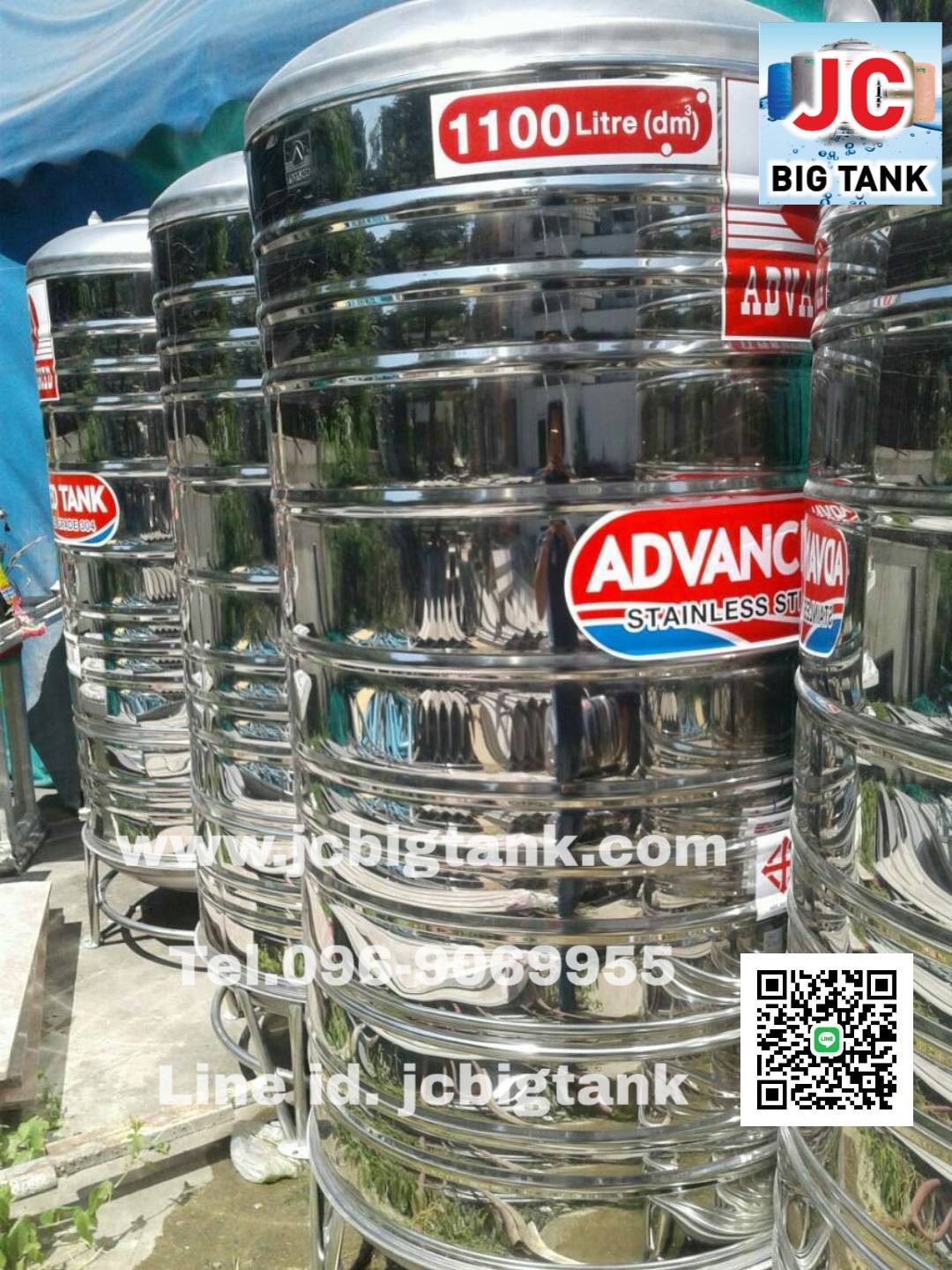 แท้งค์น้ำสแตนเลส แอ็ดวานซ์ ADVANCED รุ่นพื้นนูน AV1100 ขนาด 1100 ลิตร (มอก.)