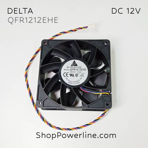 พัดลม Fan DELTA (QFR1212EHE) DC12V 120x120x38mm 1.5A (4wire White B3 Plug)