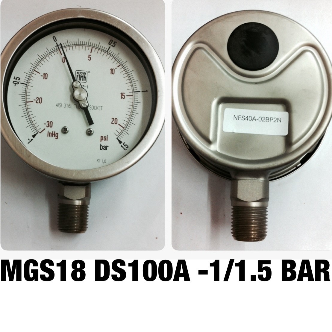 4 นิ้ว -1-0-1.5BAR (20PSI) ออกล่าง 1/2" สแตนเลส NPT