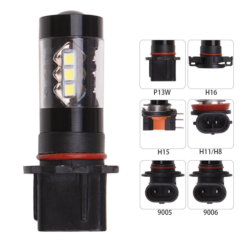 หลอดไฟตัดหมอก LED ขั้ว P13W PSX26W ไฟตัดหมอกรถตู้ แสงสีขาว 800LM 10W 12V