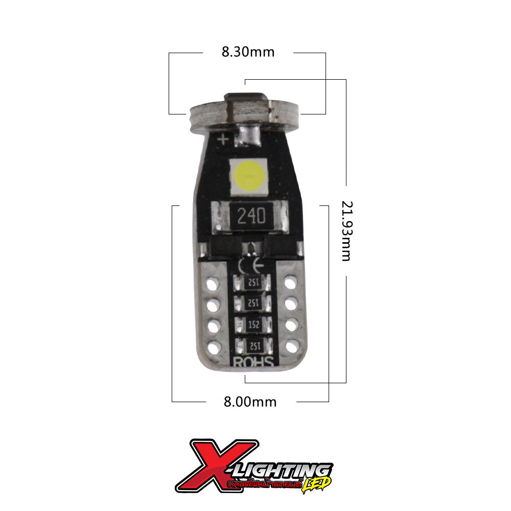 หลอดไฟหรี่ T10 LED LAMP 6000K 3SMD 16SMD 1.5W แสงสีขาว CANBUS