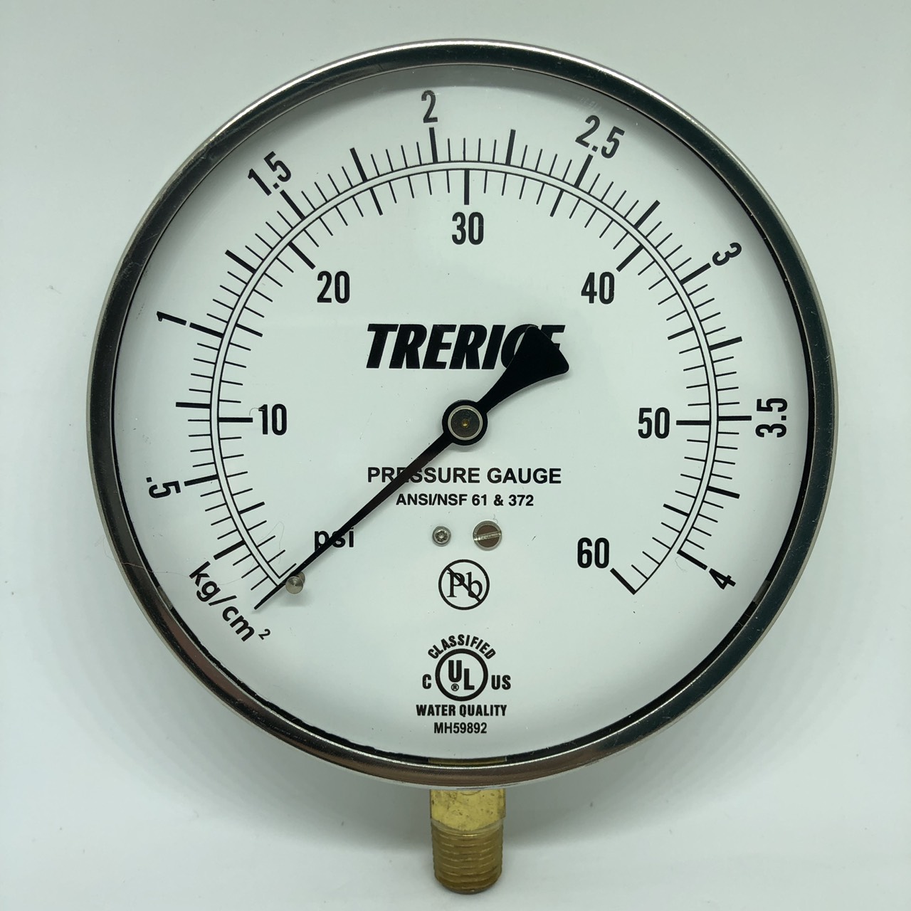 TRERICE G620B หน้าปัด 4.5 นิ้ว 0-60 PSI / 0-4 KG