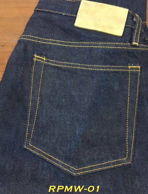 1. RPM West – Slim Straight ผ้า Cone Mills 13oz ริมส้ม เอว 34 ยาว 32 Made in USA