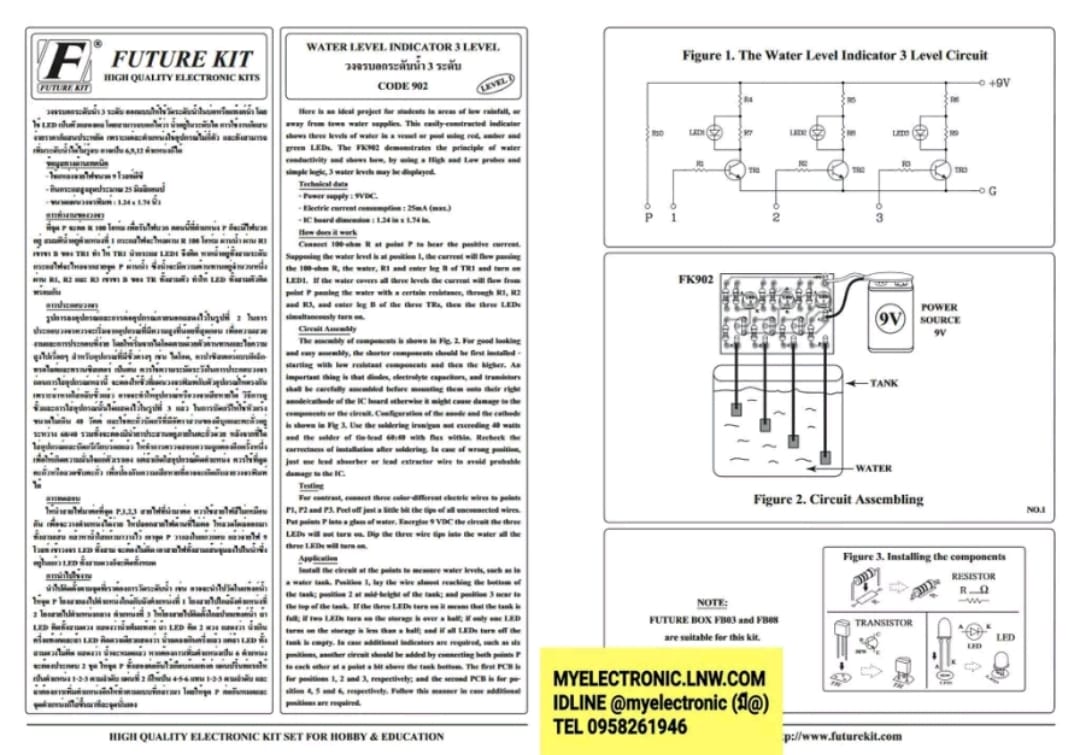 ขาย FA902 วงจร บอกระดับน้ำ 3 ระดับ (ประกอบลงปริ้นPCBแล้ว) ชุดลงปริ้น ชุดสำเร็จ ประกอบลงปริ้นแล้ว ยี่ห้อ ฟิวเจอร์คิท FUTUREKIT โครงงาน อิเล็กทรอนิกส์ เพื่อการศึกษา โปรเจ็ค PROJECT นักเรียน นักศึกษาราคา ชุดประกอบลงปริ้น แล้ว ตัวละ ชุดละ . . . หน่วย บาท