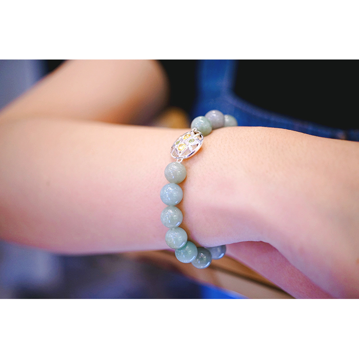 สร้อยข้อมมือ Jade Silver J402 @ 5 cm. White-Green 1 J402