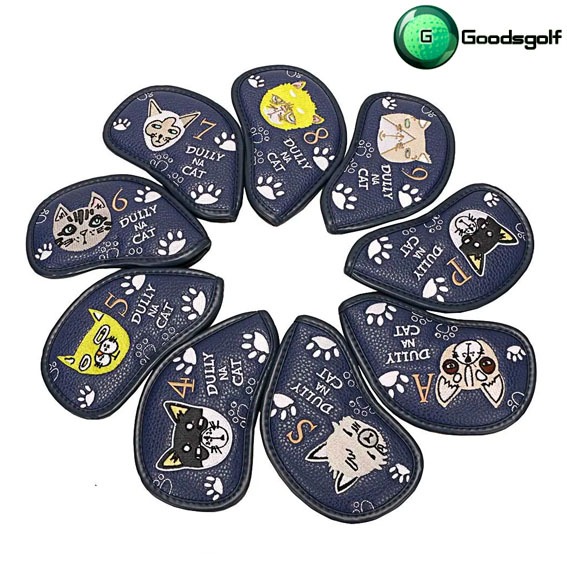 ปลอกหุ้มไม้กอล์ฟชุดเหล็ก ลายแมวสุดน่ารัก Cover iron set