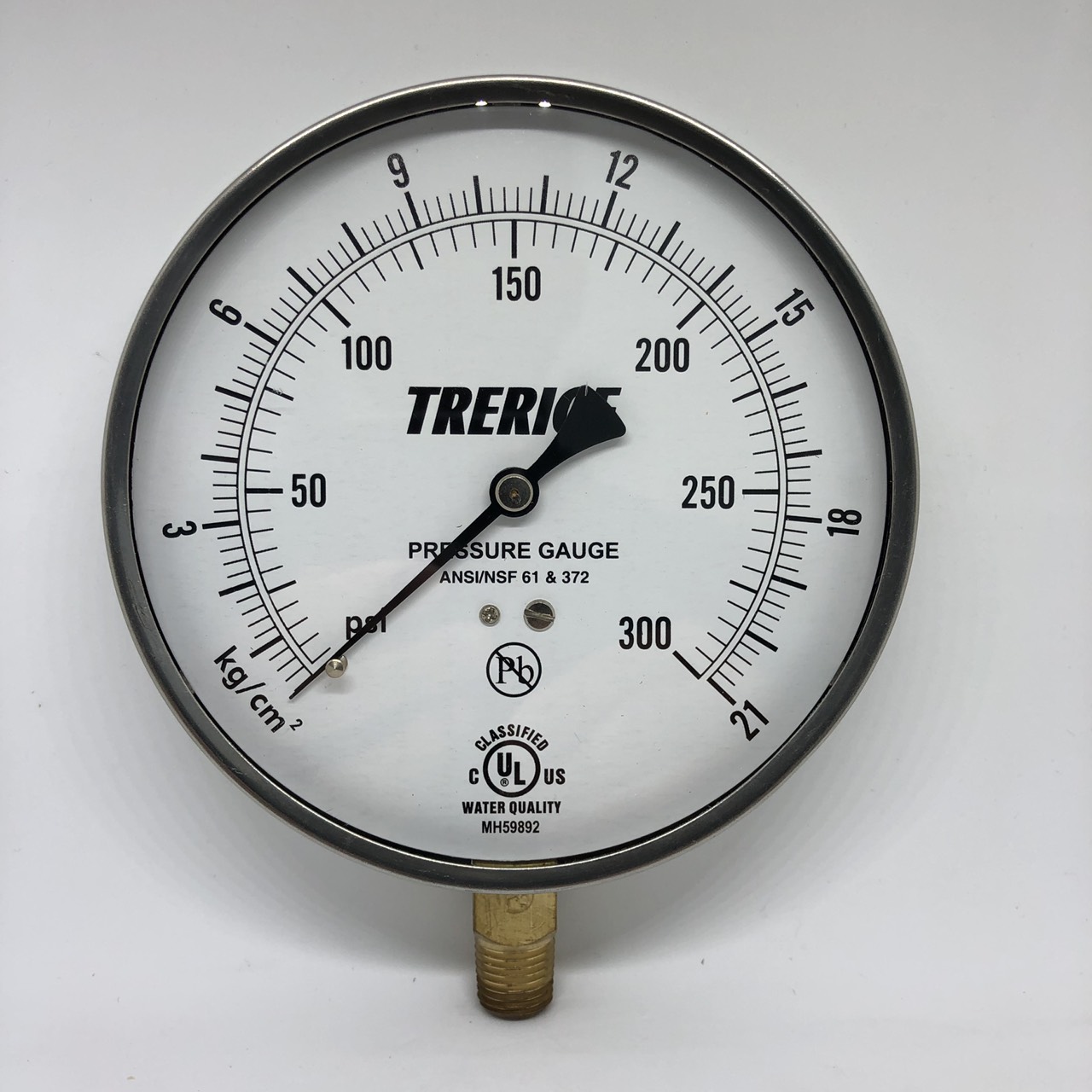 TRERICE G620B หน้าปัด 4.5 นิ้ว 0-300 PSI / 0-21 KG