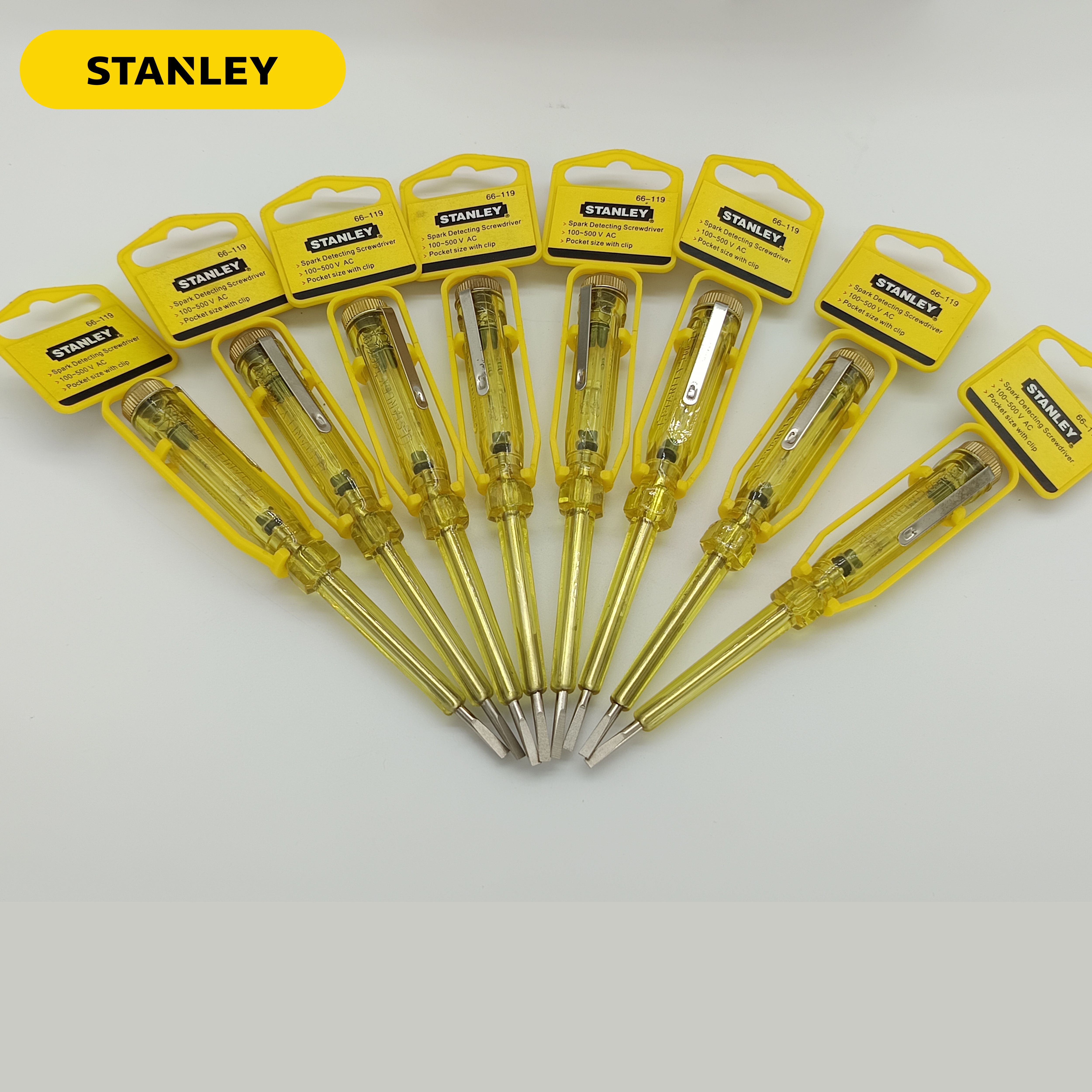 STANLEY 66-119 ไขควงลองไฟ ไขควงเช็คไฟ ขนาด 3x150มม. 100-500 โวลต์ ของแท้ 100%