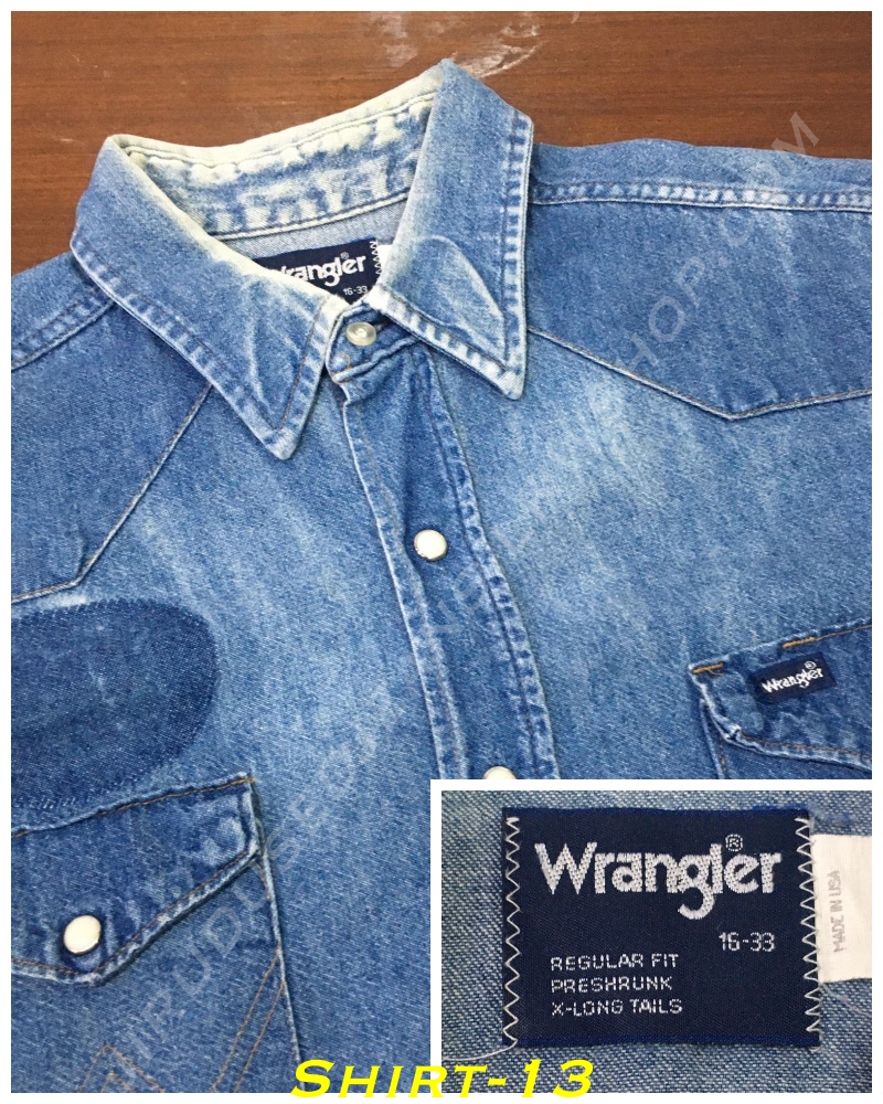 13. เสื้อเชิ้ตแขนยาว Wrangler กระดุมมุก อก 44 นิ้ว Made in USA