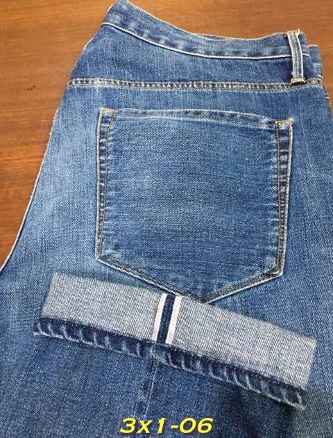 6.ยีนส์ 3x1 ทรง M3 ขากระบอกเล็ก ริมม่วง เอว 33 ยาว 32 Made in USA