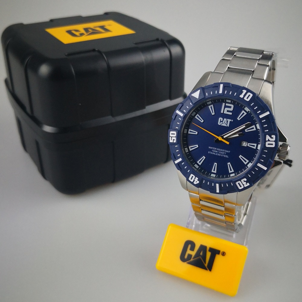 นาฬิกาข้อมือ Caterpillar รุ่น STEER รหัส PX.141.11.636 สายสแตนเลส หน้าปัดสีน้ำเงิน มีวันที่ มีพรายน้ำ กันน้ำ 100 เมตร