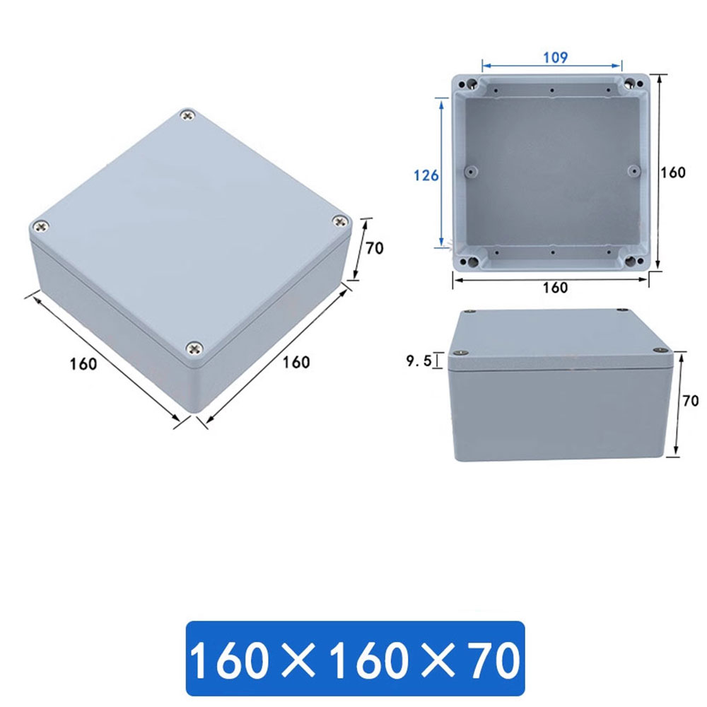 กล่องอลูมิเนียมกันน้ำ IP66 สีเทา ขนาด 160 X 160 X 70 มม.