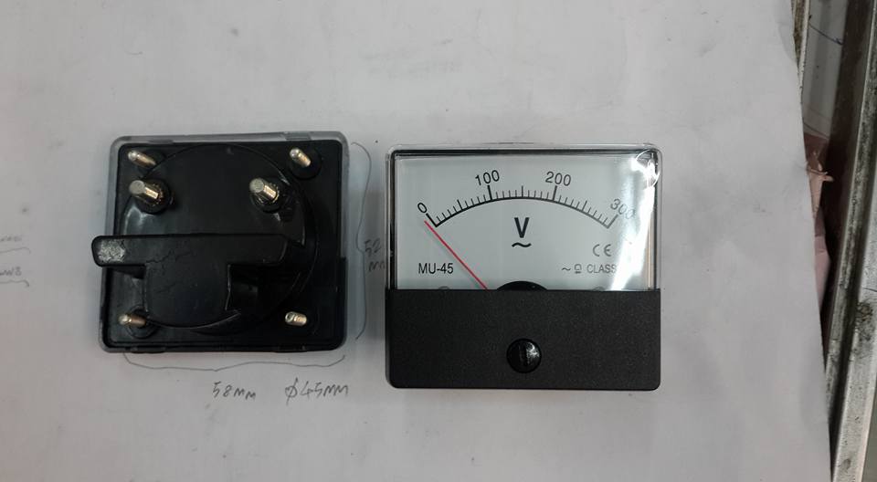 มิเตอร์เข็ม300VAC300โวลท์เอซีรุ่นMU-45ขนาดกว้าง54มมยาว60มมสูง45มม(54x60x45MM)MU45ราคาอนาล็อกมิเตอร์ANALOG METER