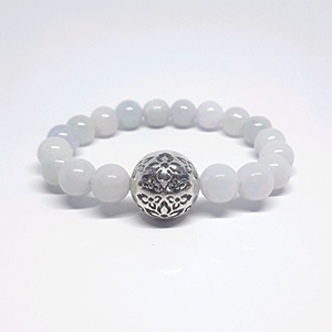 สร้อยข้อมือหยกเขียวขาวอ่อน @M 5.3 cm. White Color 1 SKU-BRA401