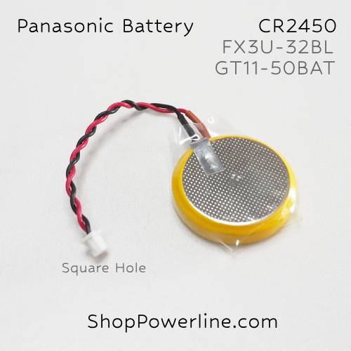 แบตเตอรี่ Battery Panasonic (CR2450, GT11-50BAT, FX3U-32BL) 3V (Square Hole Plug)
