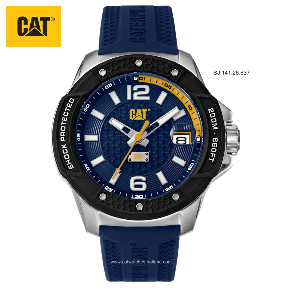 นาฬิกา CATERPILLAR รุ่น SHOCKMASTER EVO รหัส SJ.141.26.637 หน้าปัดและสายสีน้ำเงิน