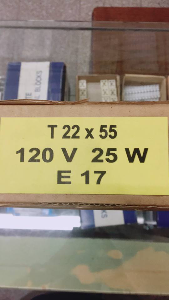 หลอดไฟ120V25WเกลียวE17ขนาดเส้นผ่านศูนย์กลางอ้วน22มมยาว55มม22X55mmหลอดไส้