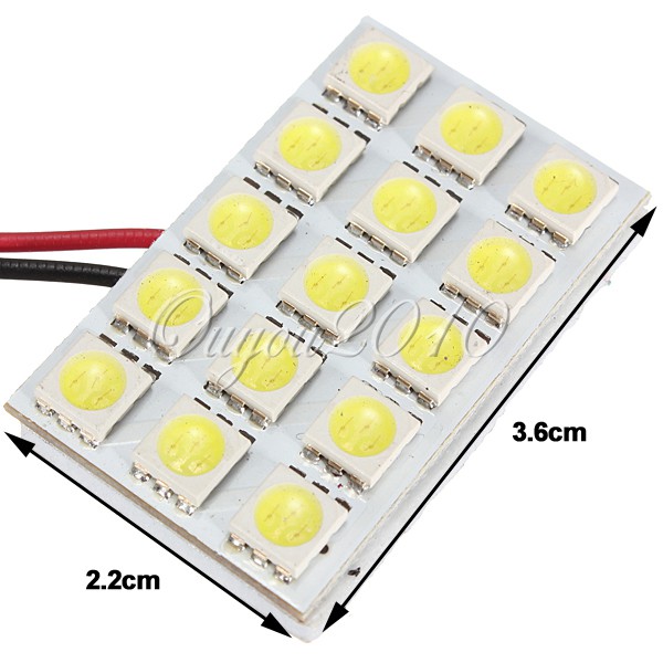 หลอดไฟเพดานรถยนต์ LED 15 ชิป SMD สีขาว 12 V ขนาด 21mm.