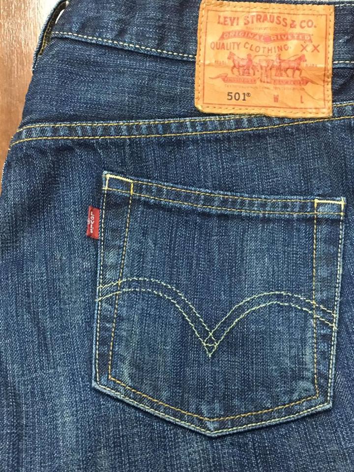 Levi's 501 Capital E ริมน้ำเงิน Made in USA เอว 33 ยาว 34