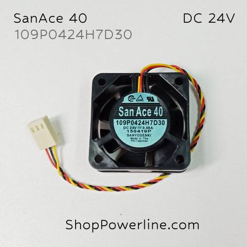 พัดลม Fan SanAce40 (109P0424H7D30) DC24V 40x40x15mm 0.08A (3wire White B2 Plug)