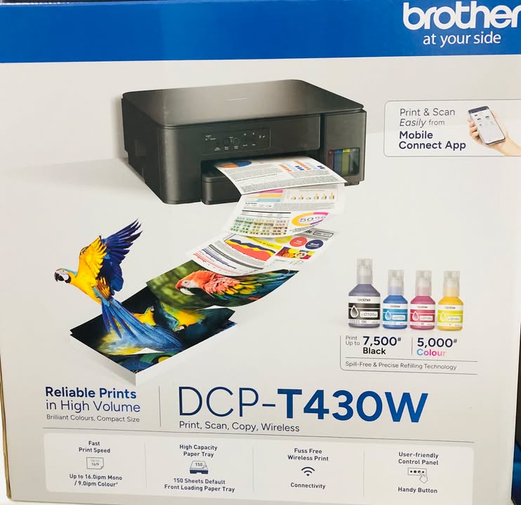 เครื่องปริ้นเตอร์มัลติฟังก์ชั่น เครื่องพิมพ์ BROTHER DCP-T430W + INK TANK