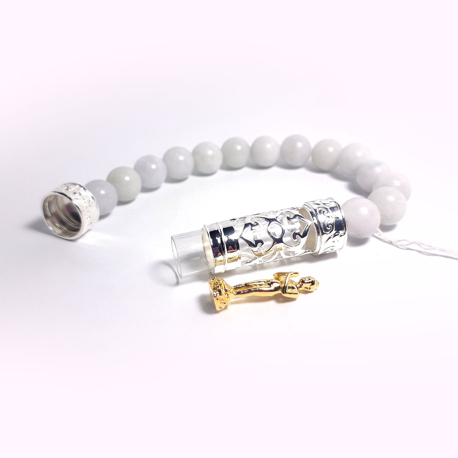 Bracelet Jade Natural 5 cm. SILVER 92.5% 1 BG-29