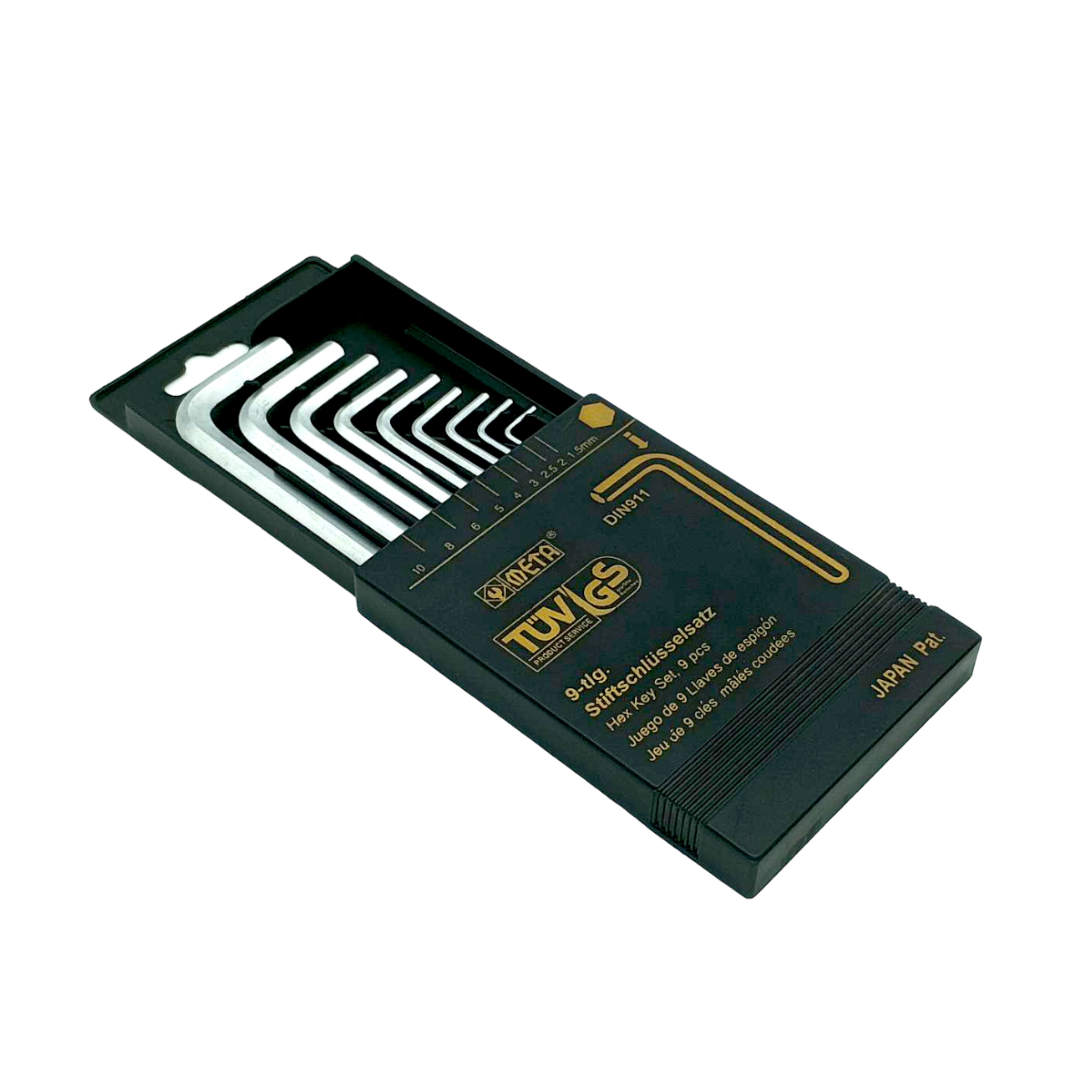 META ประแจหกเหลี่ยมหัวตัด 9 ตัวชุด ขนาด 1.5-10mm DIN911 JAPAN Pat.
