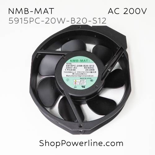 พัดลมใบพัดโลหะ Fan NMB-MAT (5915PC-20W-B20-S12) AC200V 172x150x38mm 25/28W (2pin)