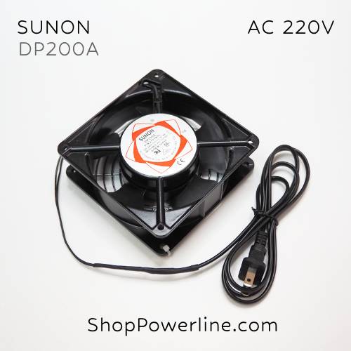 พัดลม Fan SUNON (DP200A) AC220V 120x120x38mm (2wire AC Plug, Metal Mesh)