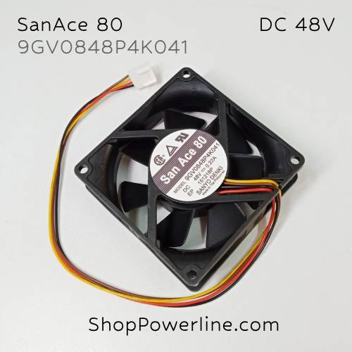 พัดลมใบพัดโลหะ Fan SanAce80 (9GV0848P4K041) DC48V 80x80x25mm 0.22A (4wire White B3 Plug)