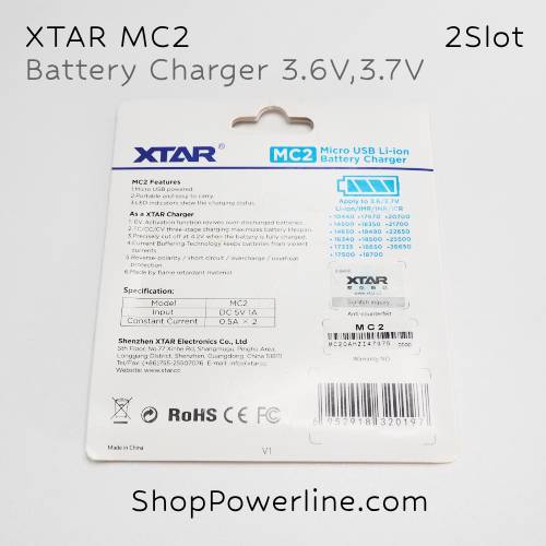 เครื่องชาร์จแบตเตอรี่ Charger 3.6V,3.7V XTAR (MC2) (2slot)