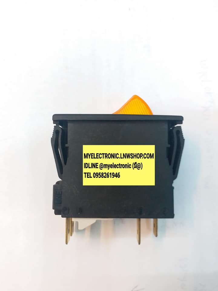 สวิทช์ไฟ220Vสีเหลือง4ขารุ่นA126F120C0ยี่ห้อSCHURTERสวิทช์เบรคเกอร์12A240VAC