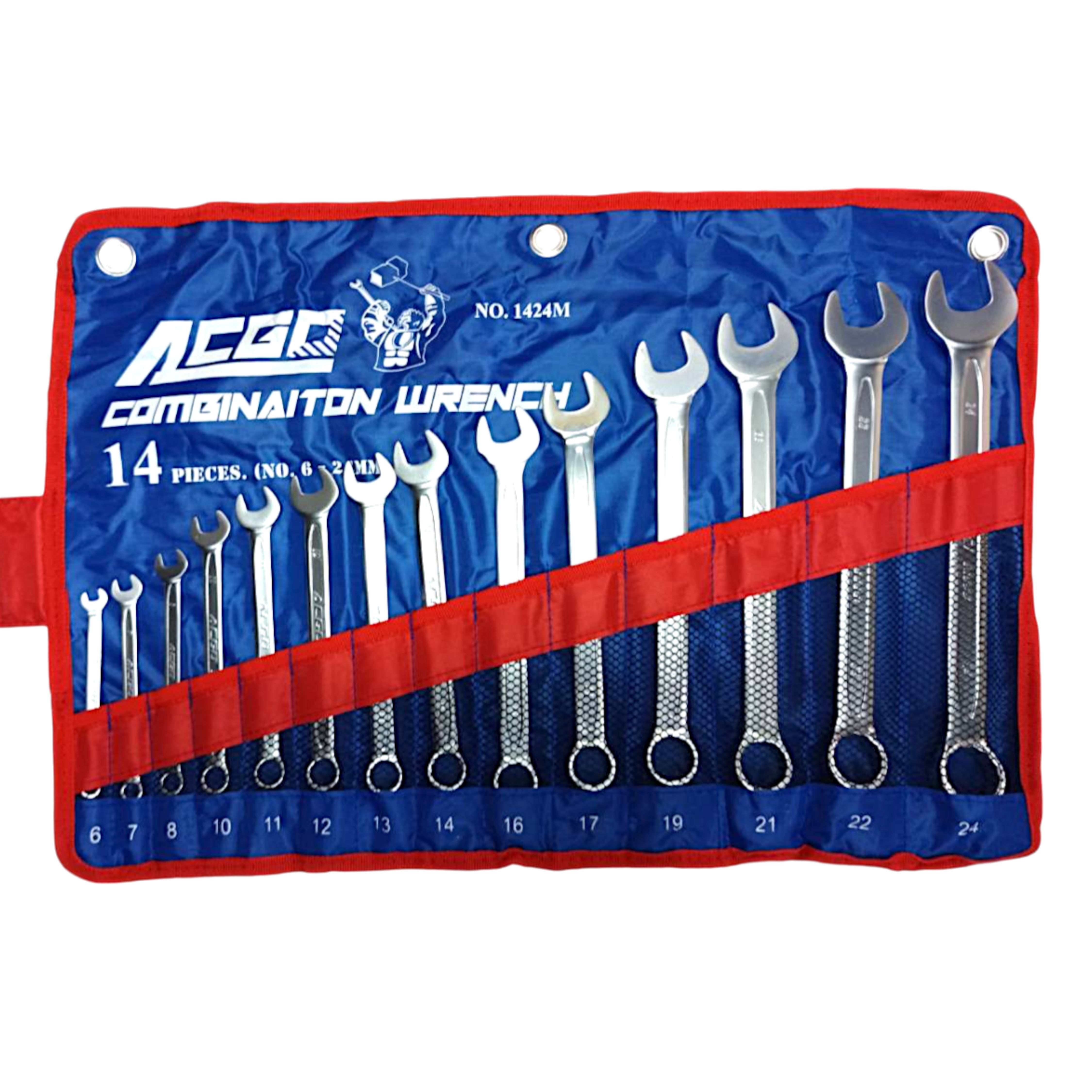 ACGO ประแจแหวนข้างปากตายแบบชุด 14 ตัว ขนาด 6-24 mm No.1424M