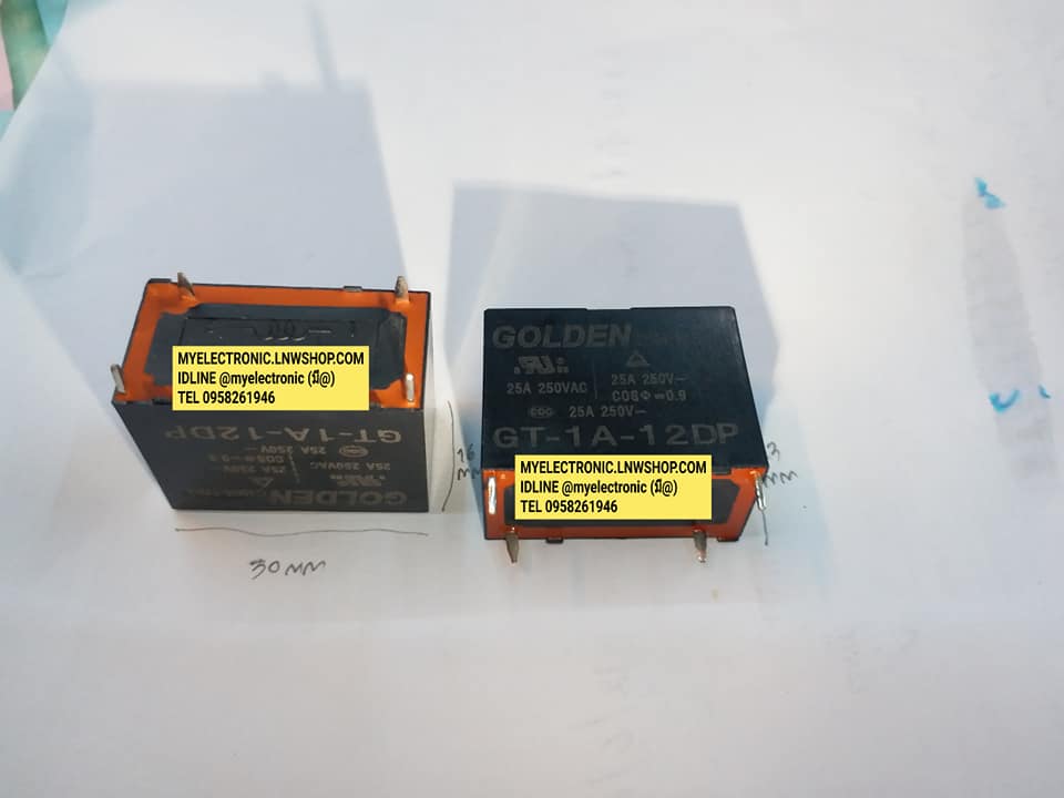 ขาย รีเลย์GT-1A-12DP ตัวถัง RELAY ขาลงปริ้น 4ขา ยี่ห้อ GOLDEN รีเลย์บอร์ดแอร์ 25A250V ราคา ตัวละ บาท