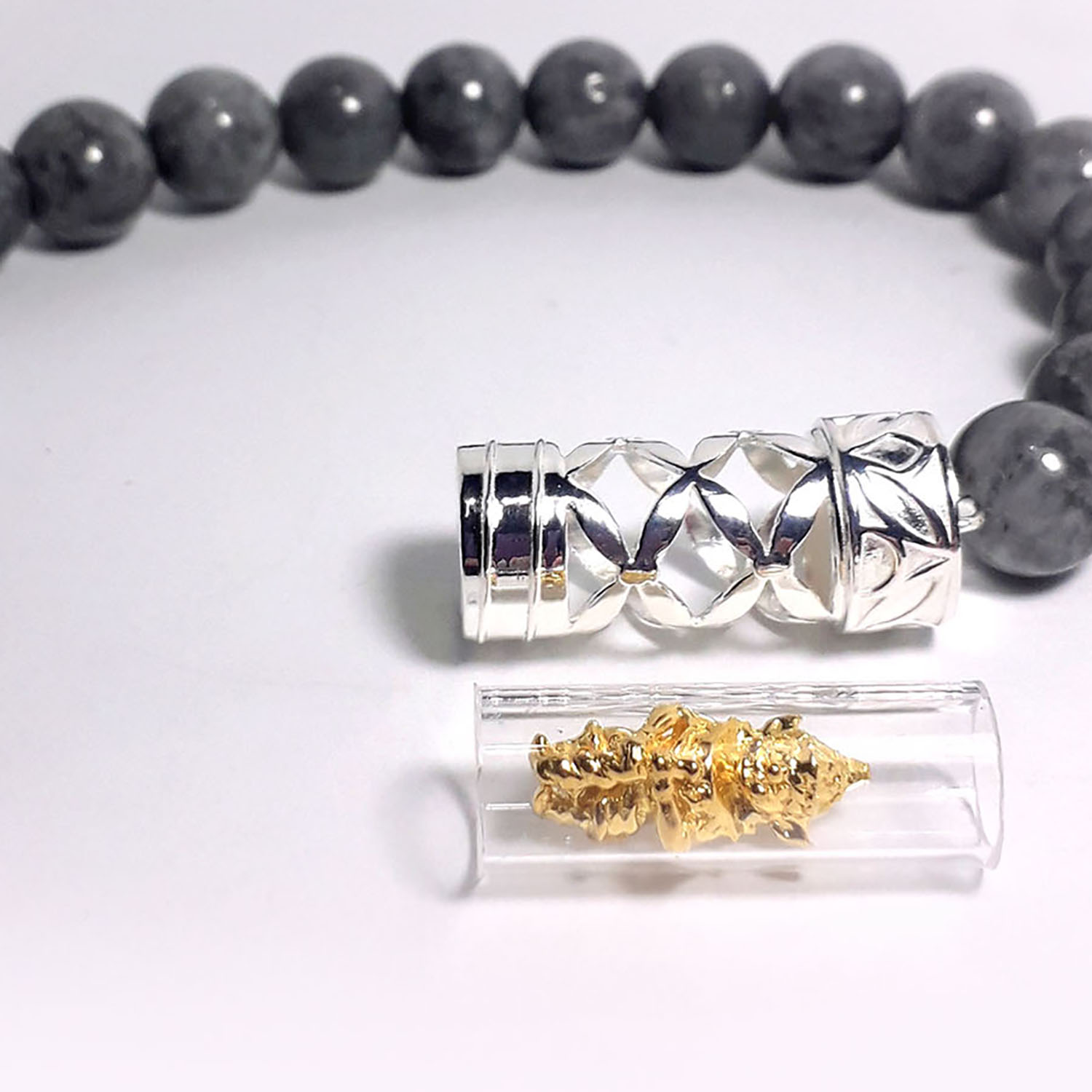 Bracelet Jade Natural 5.5 cm. SILVER 92.5% 1 BG-25