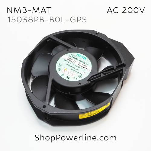 พัดลมใบพัดโลหะ Fan NMB-MAT (15038PB-B0L-GPS) AC200V 172x150x38mm 40/42W (2pin)
