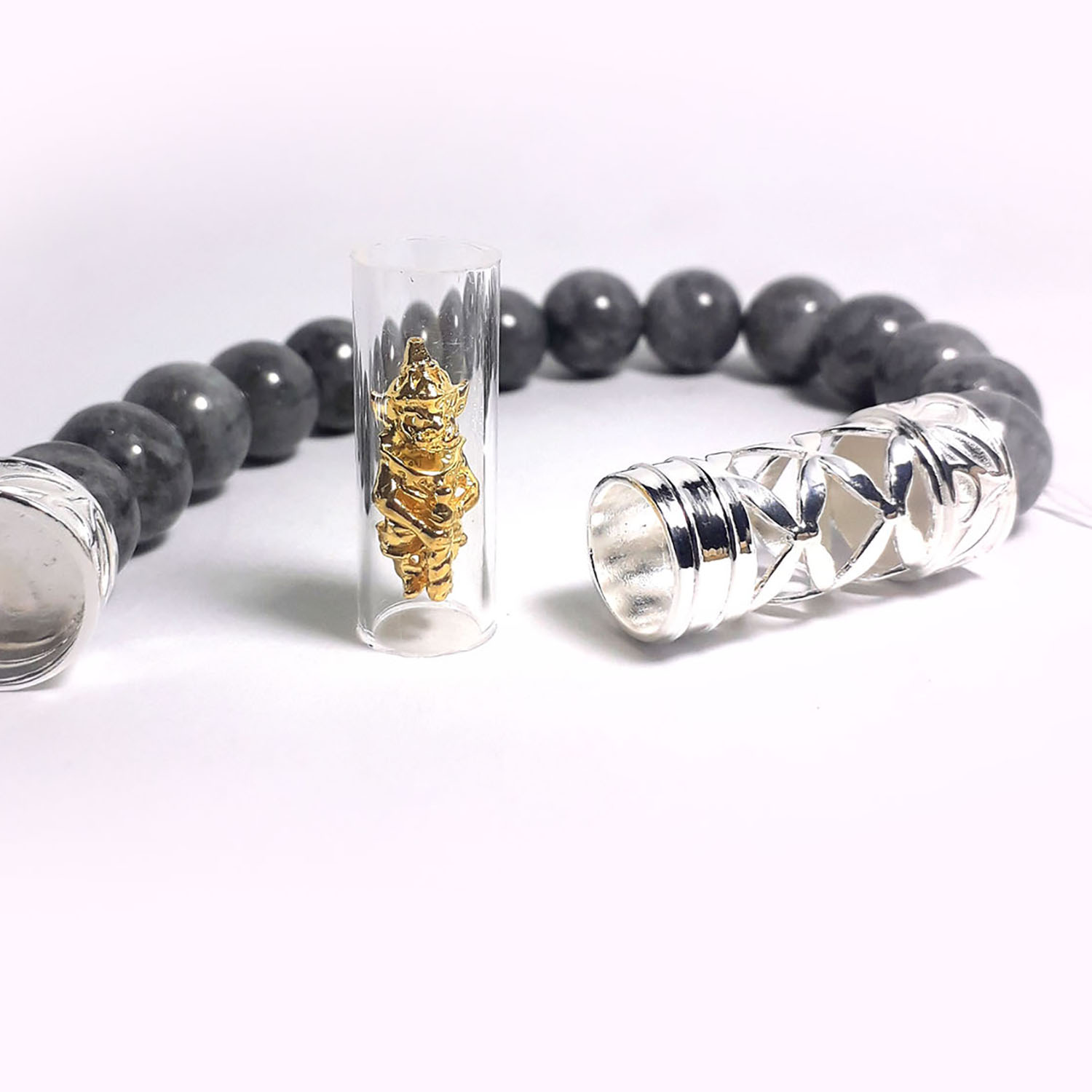 Bracelet Jade Natural 5.5 cm. SILVER 92.5% 1 BG-25